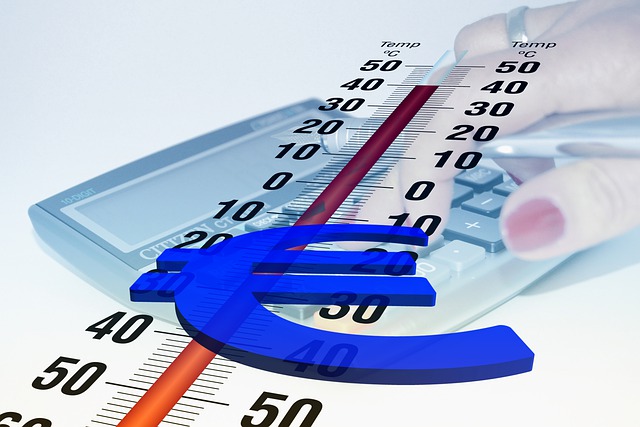 Grafik eines Thermometers, das 40 Grad anzeigt, und ein Euro-Zeichenig